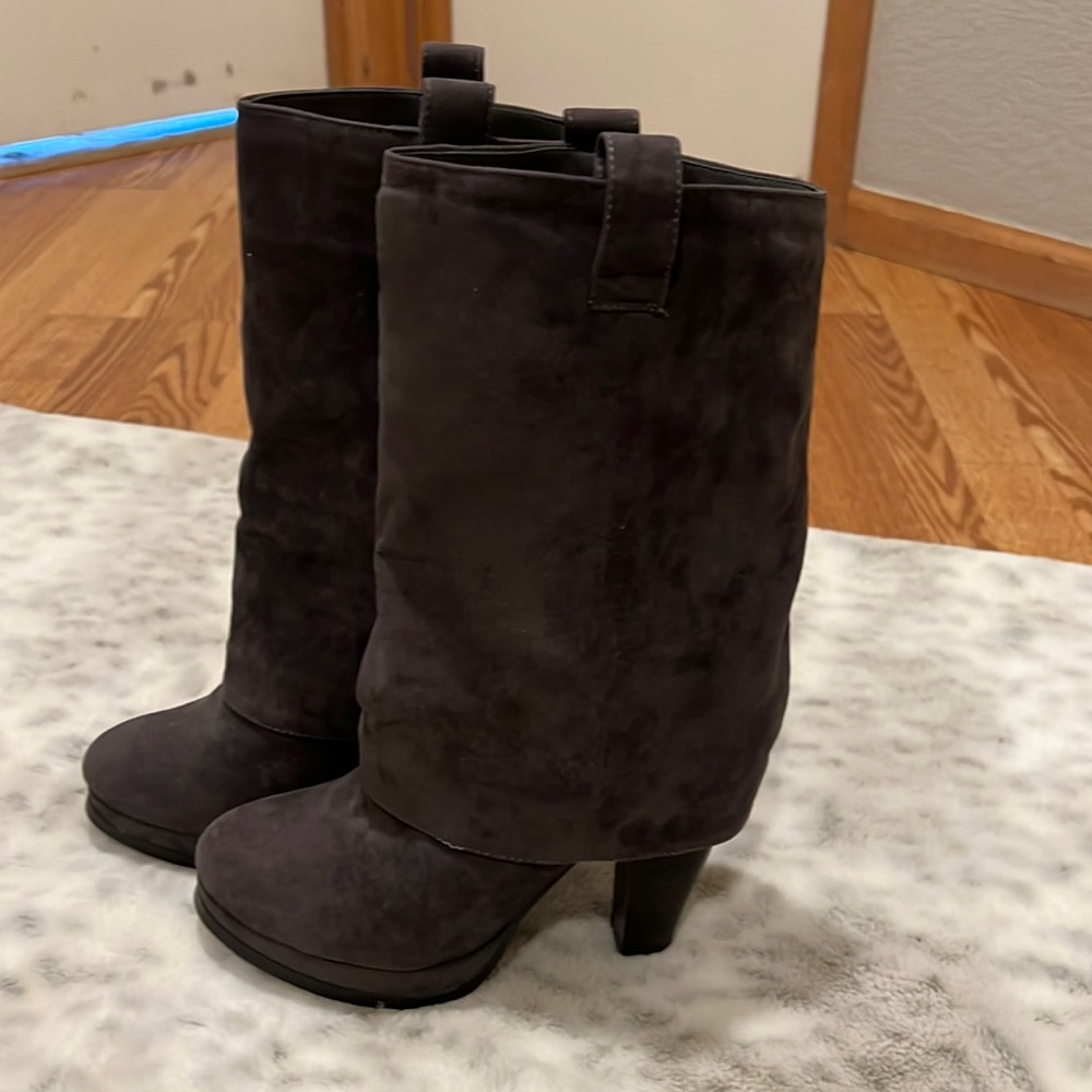Grey suede heeled boots size 9